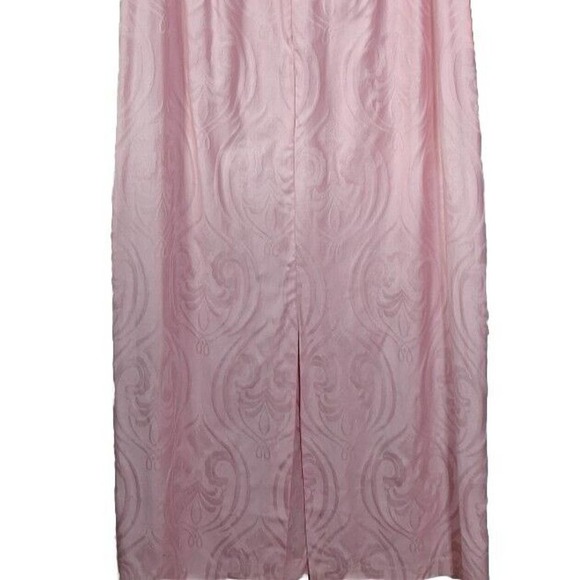 Vintage 80s Pearl Collar House Coat Pink Damask Women Size Small - Picture 5 of 12